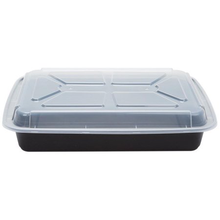 PACTIV Pactiv NC989B CPC 58 oz Black Rectangular Container with Clear Lid; Case of 150 NC989B  CPC